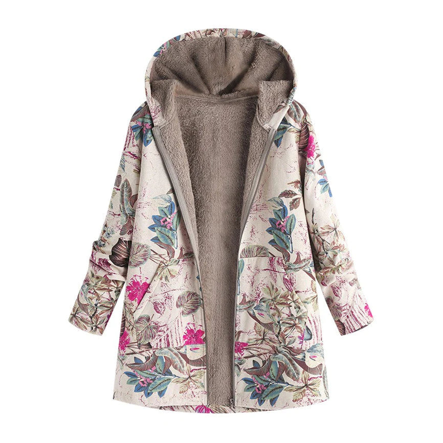 Eloria | Women's Winter Floral Hooded Coat